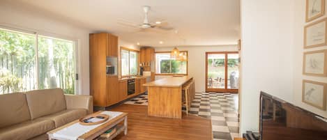 Smart TV, video games, DVD player, video library