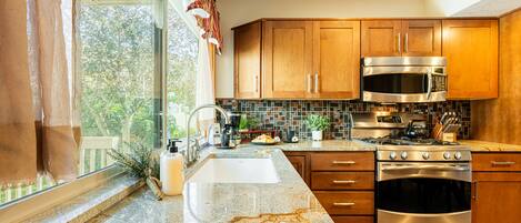 冷蔵庫、電子レンジ、オーブン、コンロ