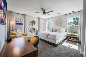 3 bedrooms, desk, iron/ironing board, travel crib