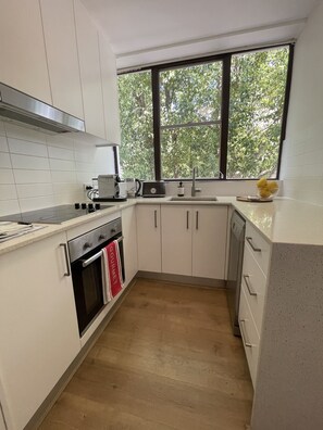 Kühlschrank, Mikrowelle, Ofen, Herdplatte