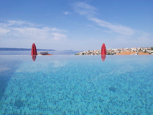 Apartment, 2 Bedrooms, Smoking, Balcony | Exterior - Heated Infinity Pool, Family Apartment With Panoramic sea View 3 (Okrug)