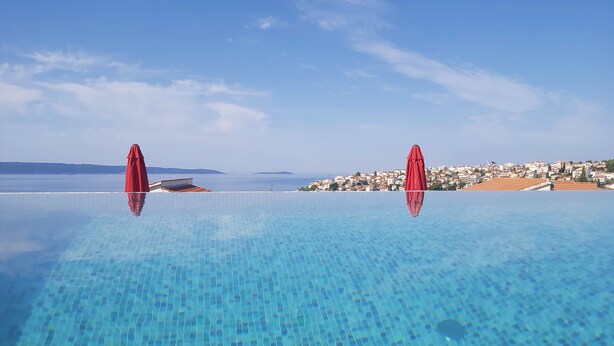 Apartment, 2 Bedrooms, Smoking, Balcony | Exterior - Heated Infinity Pool, Family Apartment With Panoramic sea View 3 (Okrug)
