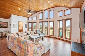 Fernseher, Kamin, DVD-Player, Bücher