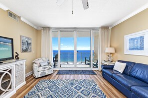 Signature Apartment, 2 Bedrooms, Balcony, Beach View | Living room | 50-inch Smart TV with cable channels - San Carlos 908 (Gulf Shores)