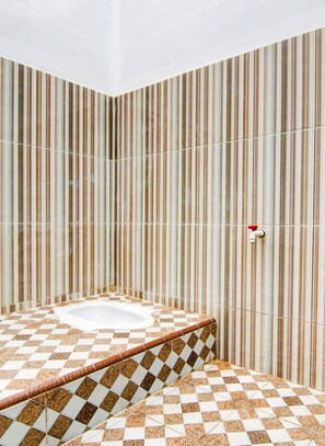 Habitación básica doble | Baño | Ducha y jabón