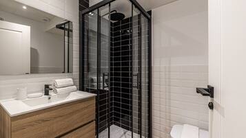 Ducha, secador de pelo y toallas