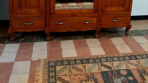 A wooden armoire with mirrored doors and a central mirror. - 2 bedroom private vacation home in Fresonara (Fresonara)