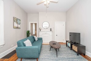 Condo, 1 Queen Bed, Balcony | Living area | TV - Hackberry Retreat 1 (Cincinnati)