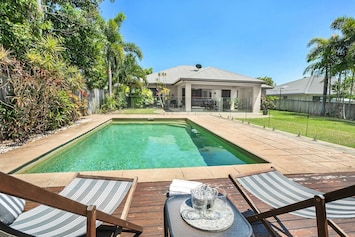 Take a dip to cool off on a hot day in the generous-sized tropical pool.