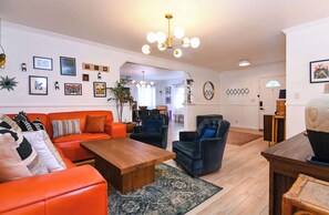 House, Multiple Beds, Patio, Garden View (Ocean Bungalow - Walk to Beach) | Living area | 42-inch flat-screen TV with digital channels, TV - Immaculate 3bdr Private Bungalow, Walk to Beach! (Long Beach)