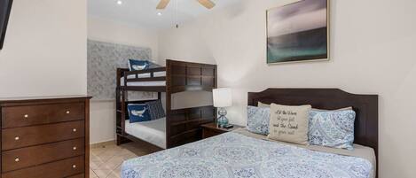 2 bedrooms, desk, iron/ironing board, travel cot
