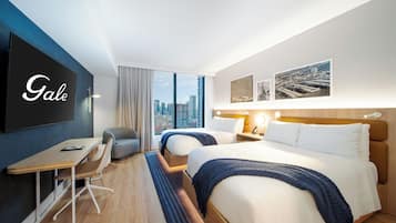 2 bedrooms, hypo-allergenic bedding, down duvets, minibar