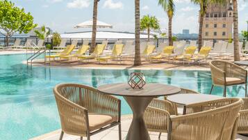 Outdoor pool, open 7:00 AM to 6:00 PM, pool loungers