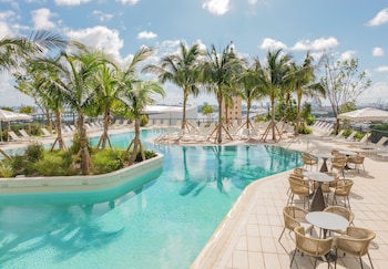Outdoor pool, open 7:00 AM to 6:00 PM, sun loungers at Gale Miami Hotel and Residences