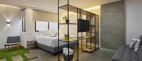 Suite estudio Deluxe | Zona de estar | Una Smart TV, Netflix, suelo radiante, servicios de streaming