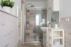 Regadera, secadora de cabello, bidet, toallas