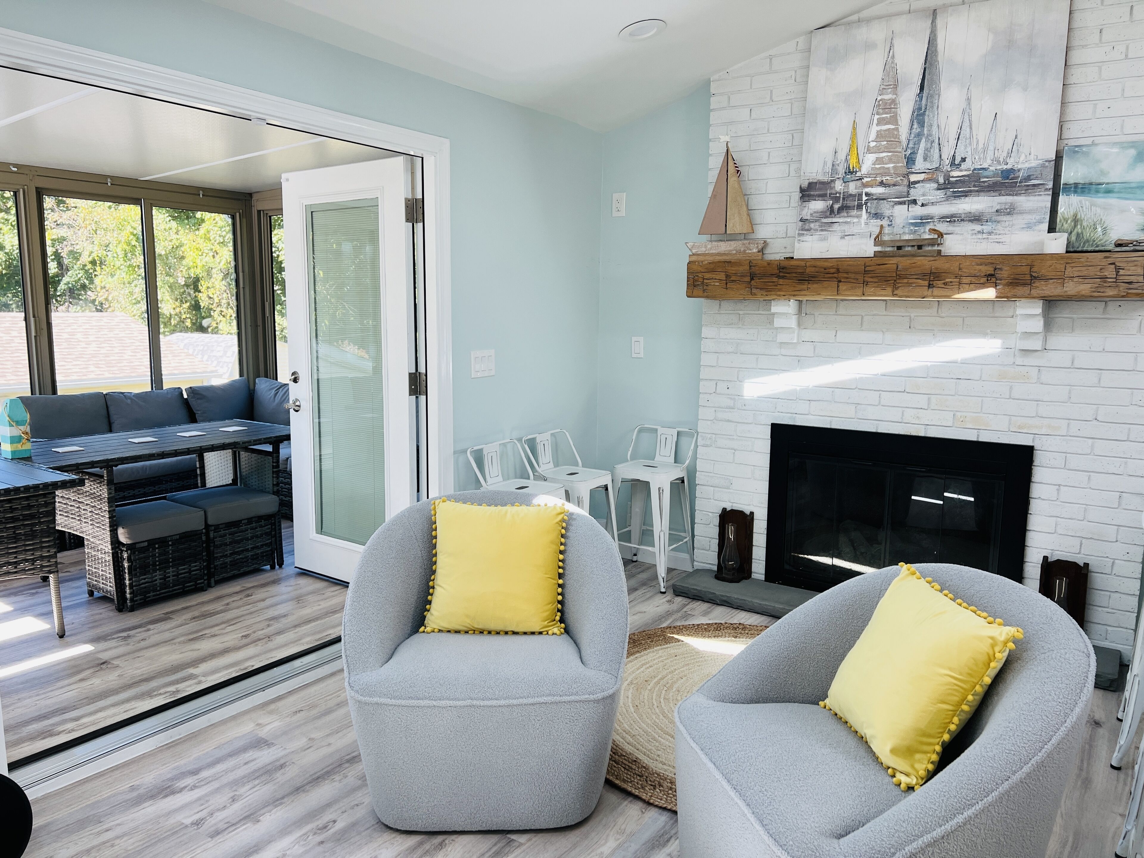 Large french doors to covered patio
