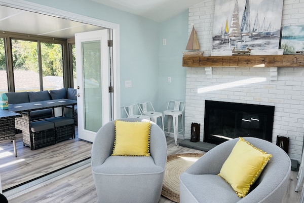 Large french doors to covered patio