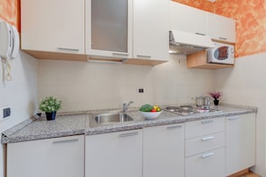 ثلاجة، ميكروويف، موقد طهي مسطح، مستلزمات طهي/أطباق/أوعية