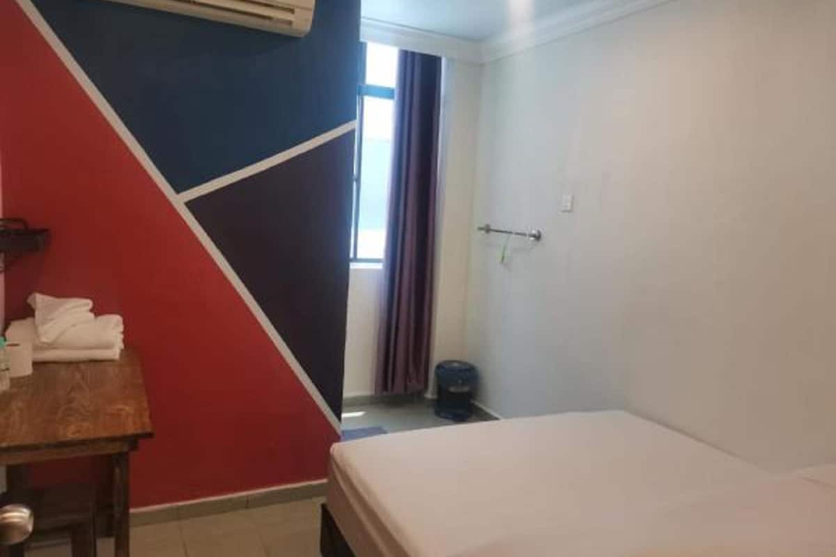 Desk, bed sheets