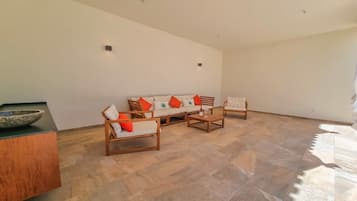 Télévision, cheminée, table de tennis de table