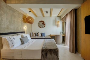 Executive Room with Outdoor Jetted Tub | Bettwäsche aus ägyptischer Baumwolle, hochwertige Bettwaren