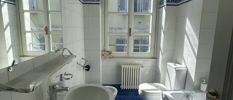 Dusche, Haartrockner, Bidet, Handtücher