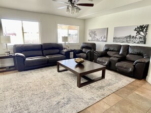 Smart TV, fireplace, video games, table football