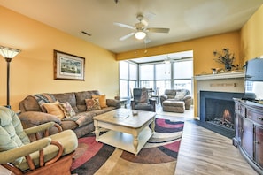 TV, fireplace, DVD player