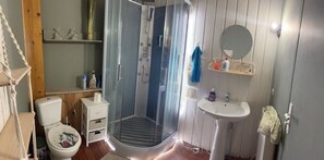 Ducha, toallas y papel higiénico