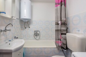 Family House, 2 Bedrooms, Microwave (Lovely House Luiza) | Bathroom | Combined shower/tub, hair dryer, towels, soap