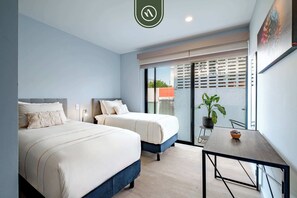 2 bedrooms, desk, iron/ironing board, travel cot