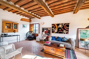 21-tommers fladskærms-tv med satellitkanaler, pejs, dvd-afspiller