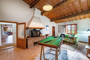 21-inch flat-screen TV with satellite channels, fireplace, DVD player - Amazing Villa Near The Lake With Pool (Castiglione del Lago)