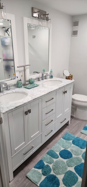Ducha, secador de pelo, toallas