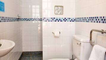 Shower, towels, toilet paper