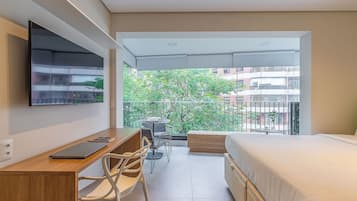 Studio Eksklusif | 1 kamar tidur, setrika/meja setrika, Wi-Fi gratis, dan seprai linen