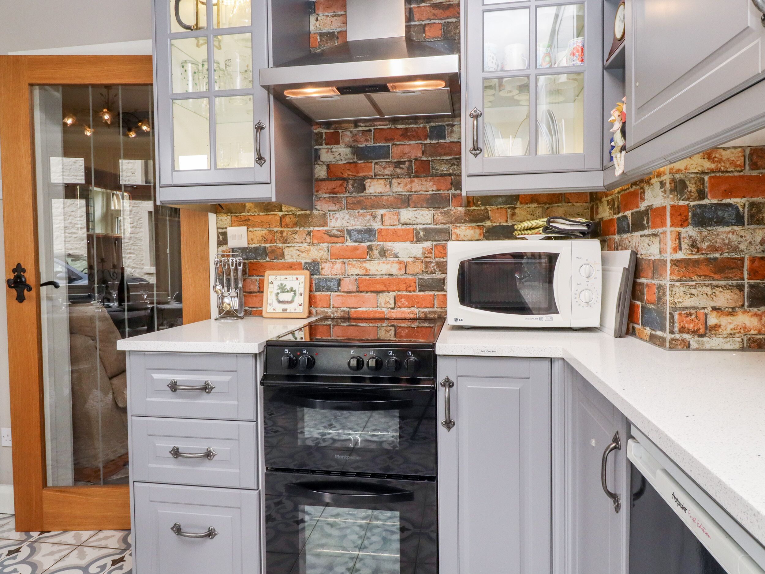 Fridge, dishwasher, electric kettle, toaster