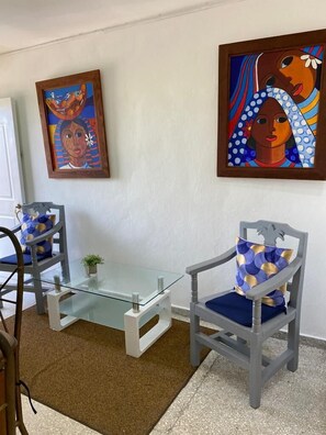 Basic Apartment, 2 Double Beds | Living area