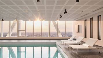 Indoor pool, open 5:00 AM to 11:00 PM, sun loungers