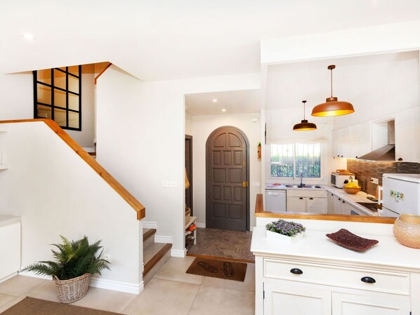 Microwave, oven, dishwasher, high chair