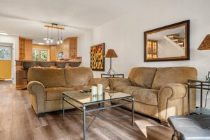 Smart TV, fireplace, foosball, table tennis