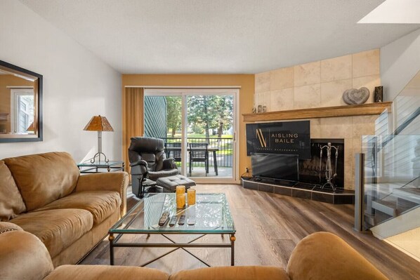 Smart TV, fireplace, foosball, table tennis