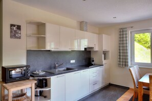 Fridge, microwave, oven, dishwasher