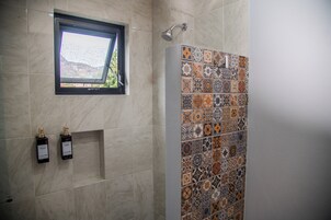Ducha, toallas, jabón, shampoo