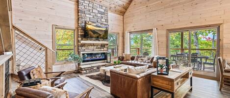 Smart TV, chimenea, videojuegos, reproductor de DVD