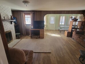 TV connectée, cheminée, lecteur de DVD