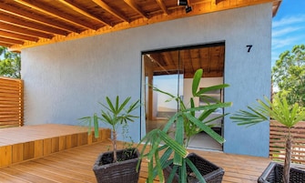 Chalé 7 - Lugar ao Sol - Flats c/ Cozinha no Rosa | Terraza o patio