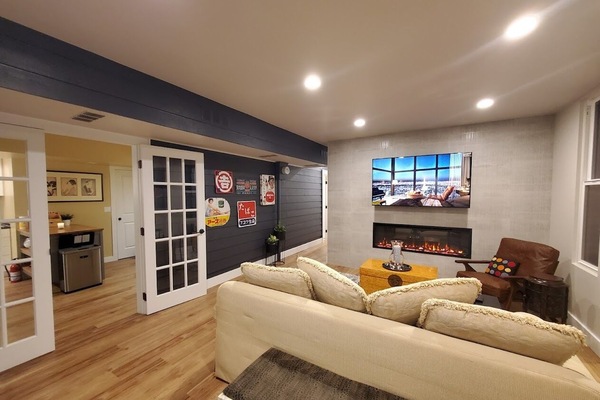 living Room - 65"TV & Elec. fireplace