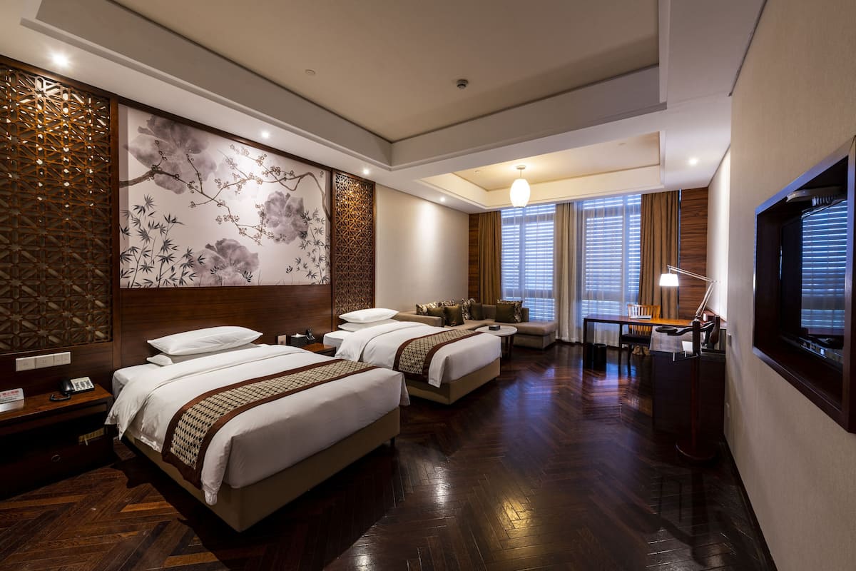 Superior Room, 2 Double Beds | Desk, WiFi (free), bed sheets